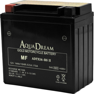 AQUADREAM GOLD バイク用バッテリー 液入充電済 ADTX14-BS II 1個【配送不可地域：沖縄県】