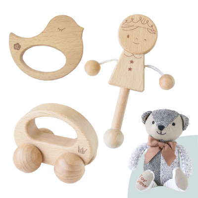 木製おもちゃのだいわのはじめてクマさんセット(Baby用おもちゃ5点・クマさん・手提げバッグ)