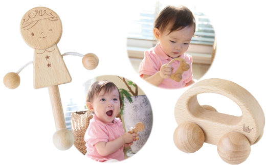 木製おもちゃのだいわのハッピーベビー3点セット(Baby用おもちゃ3点・手提げバッグ)