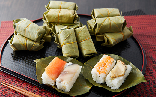 冷凍　柿の葉ずし4種20個(鯖・鮭・穴子・海老)【配送不可地域：離島】