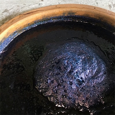 藍染めストール　yamanobe  フリンジなし　