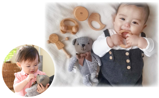 木製おもちゃのだいわのはじめてクマさんセット(Baby用おもちゃ5点・クマさん・手提げバッグ)