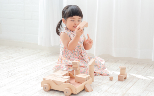 木製おもちゃのだいわの積木車(積木4cm基尺 32pcs)