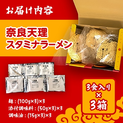 【発送月固定定期便】奈良天理スタミナラーメン3食入り×3箱全3回 定期便