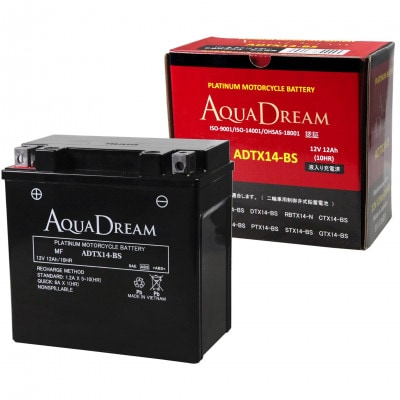 AQUADREAM PLATINUM バイク用バッテリー 液入充電済 ADTX14-BS 1個【配送不可地域：沖縄県】