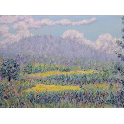 風景画・景行天皇陵～三輪山【山辺の道】(A3サイズ複製画・額装込)