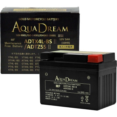 AQUADREAM GOLD バイク用バッテリー 液入充電済 ADTX4L-BSII/5SII 1個【配送不可地域：沖縄県】