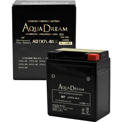 AQUADREAM GOLD バイク用バッテリー 液入充電済 ADTX7L-BS II 1個【配送不可地域：沖縄県】