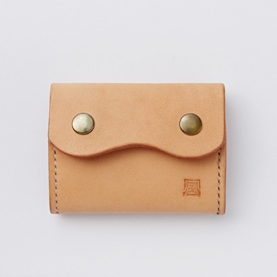 【ちっこくても使い易いミニ財布no.3】左利き用生成り手縫い　多機能Boxタイプ　使うほどに飴色に…