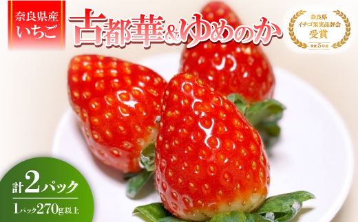 【2026年1月順次発送】奈良県産いちご「古都華」と「ゆめのか」の食べくらべ　合計2パック【配送不可地域：離島】