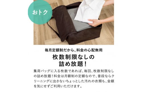 【定期便】 クリーニング 詰め放題　月1回コース 1年分（12回利用分） ※北海道、沖縄及び離島不可※着日指定不可