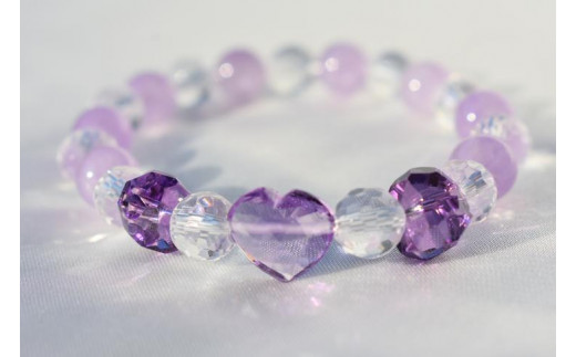 【限定】アメジストのハートブレスレット　アクセサリー　ブレスレット　パワーストーン※着日指定不可