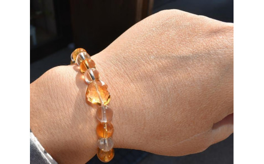 【限定】シトリンアメジストのハートブレスレット　アクセサリー　ブレスレット　パワーストーン※着日指定不可