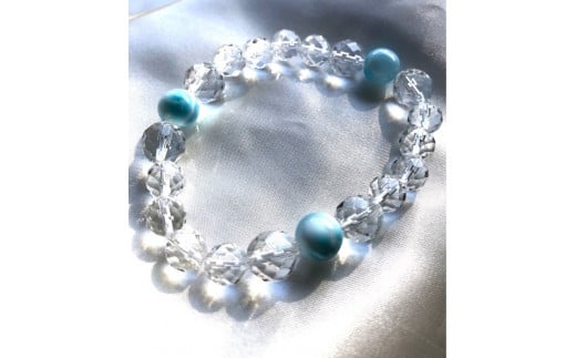 ラリマーのブレスレット（カット水晶）