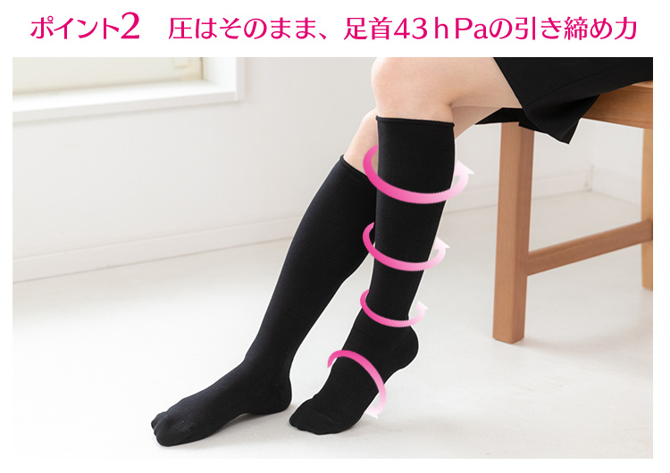 口ゴムゆったり美脚着圧ソックス　2足組