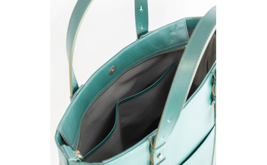 【グリーン】ボーダーオイルレザートート※着日指定不可