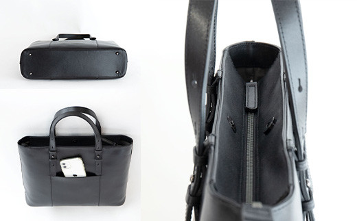 【トープ】ボーダーオイルレザートート※着日指定不可