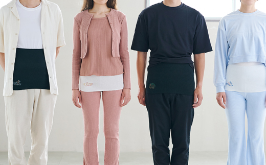 【M-Lサイズ（黒）／青龍】ならまき めっちゃ薄い腹巻き｜四神 朱雀 青龍 白虎 玄武 天文図 キトラ古墳 白 黒 はらまき