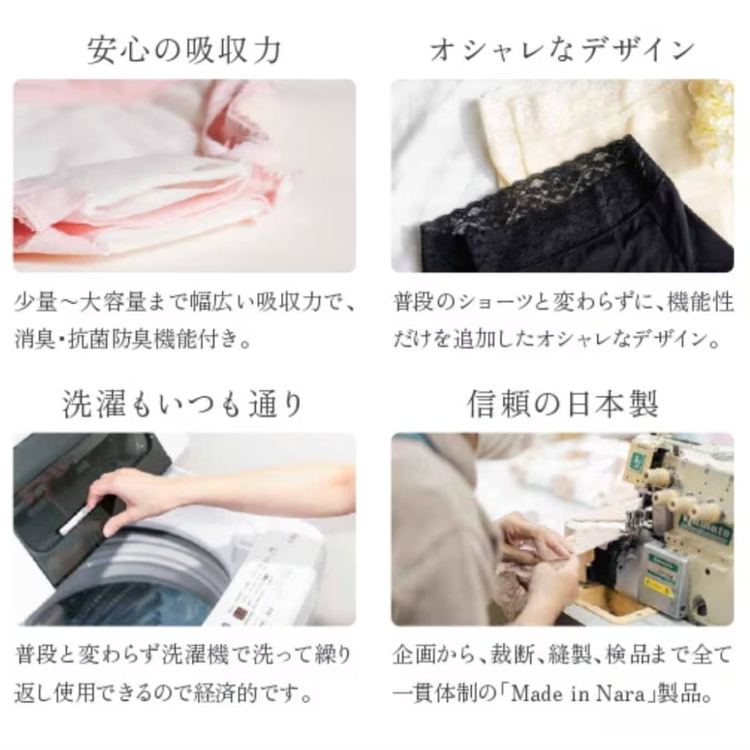 【ANSHIN SHORTS】デイリーガードフロントレース(消臭機能付)40ml対応　同色2枚組 ※着日指定不可