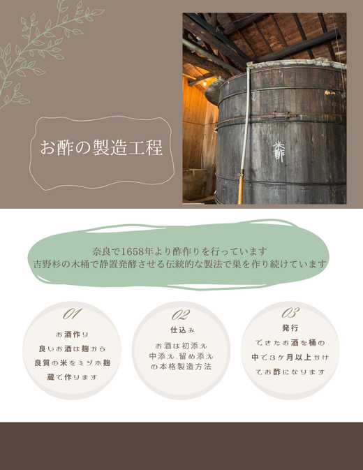 吉野杉大樽仕込み　純米酢・すし酢・くろずセット