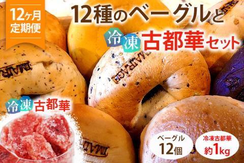 【定期便】12種のベーグル12個と冷凍古都華セット×12ヶ月≪低カロリー ベーグル 保存料無添加 食事パン 今井町食事パン お取り寄せ≫ ※着日指定不可 ※離島への配送不可