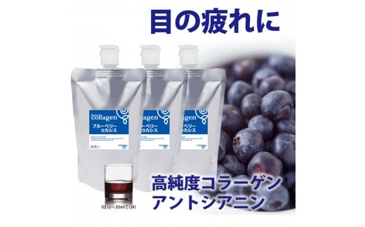 コラーゲンドリンク　ブルーベリー+カシス　3本セット（約3ヶ月分）≪コラーゲン 美肌 美容 眼精疲労 ブルーベリー カシス≫※着日指定不可