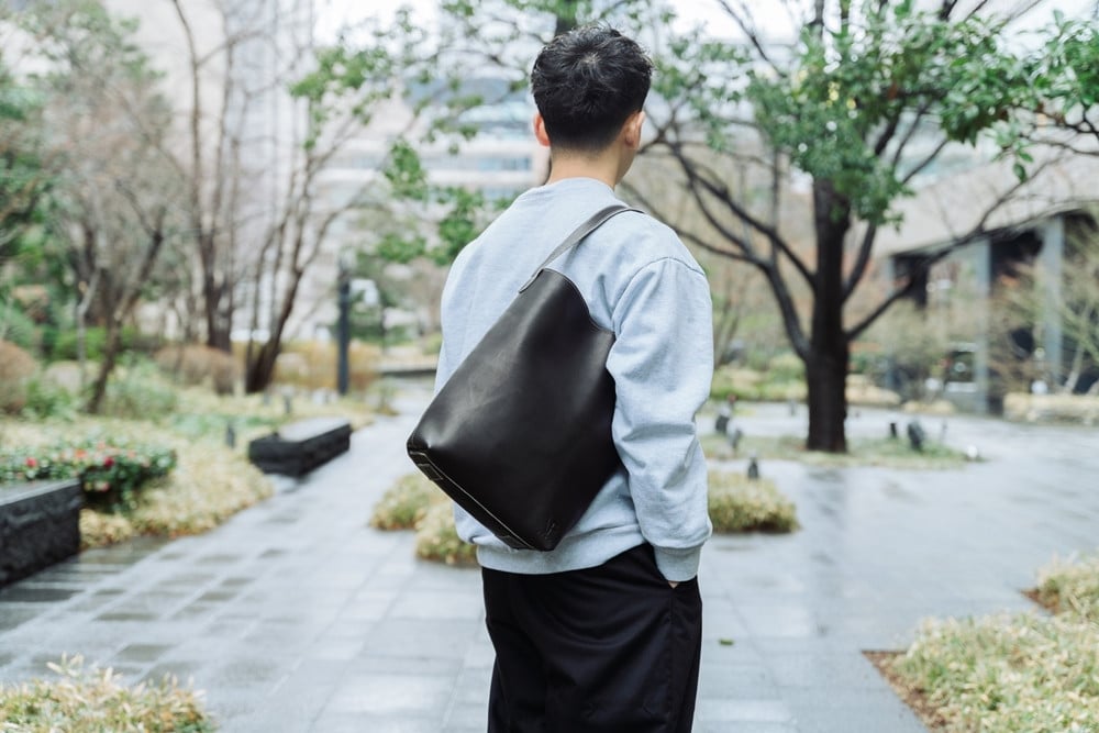 グラブ革 ワンハンドルトートバッグ ブラック｜グラブ グローブ 野球 レザー バッグ [2648]