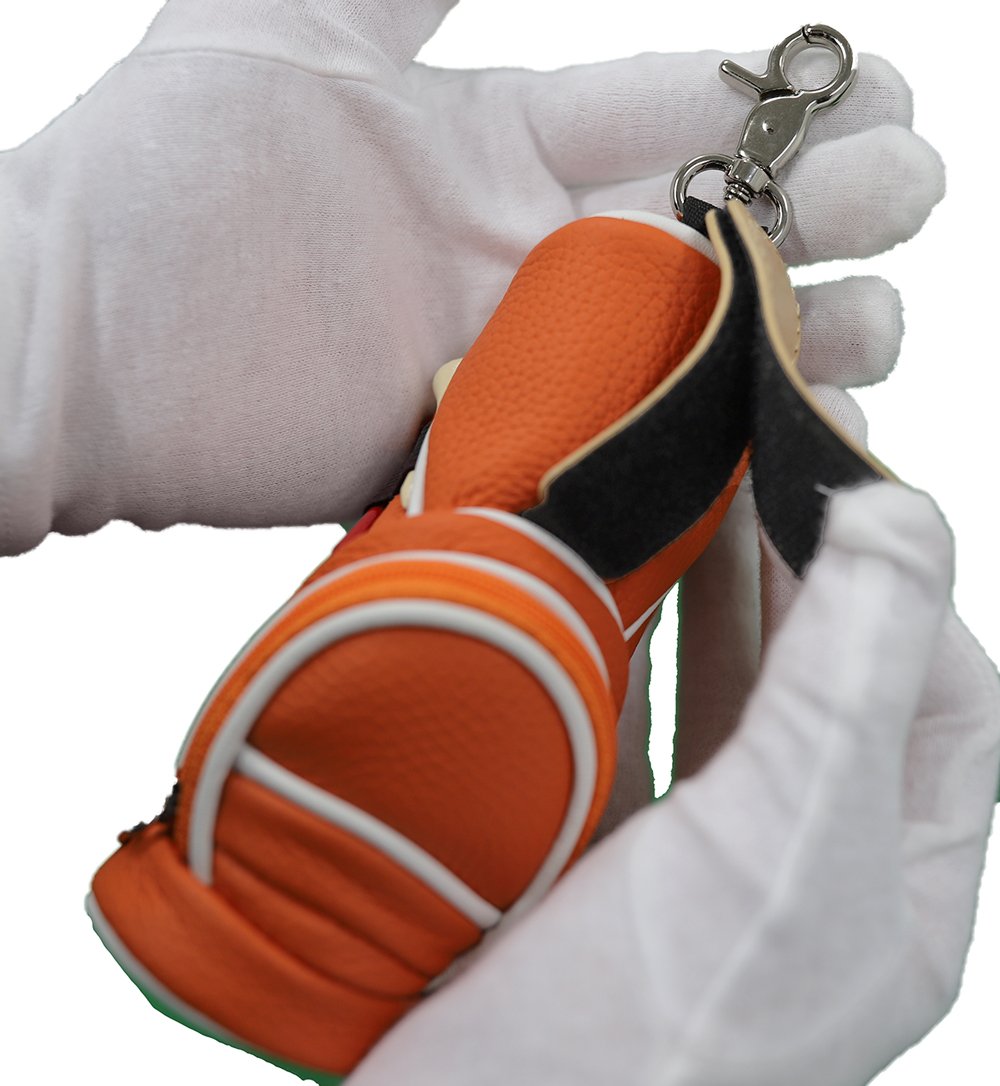 キャディーバッグ型ゴルフボールケース オレンジ｜ケース ゴルフ ゴルフボールケース 革 キャディーバッグ [3085]