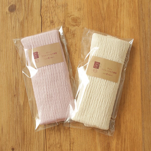 柔らかコットンシルク腹巻2枚セット生成×ライラックピンク [2698]