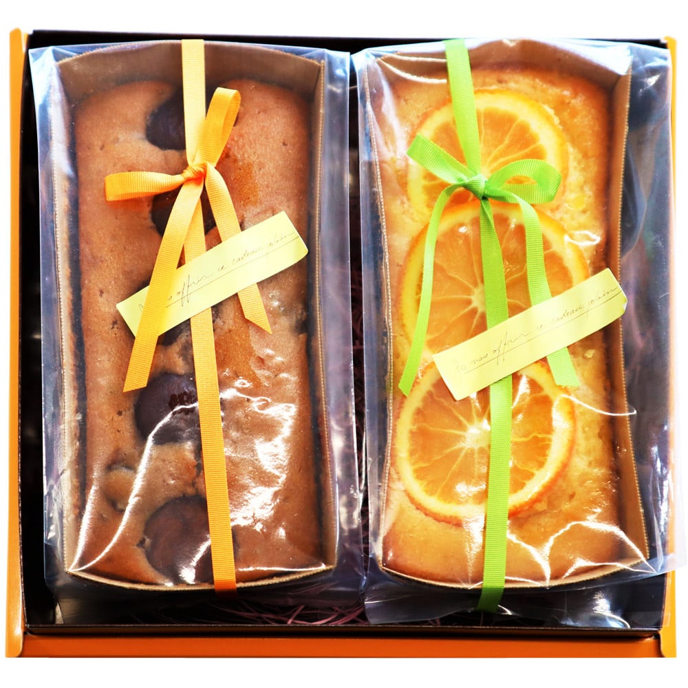奈良県産小麦粉100%使用 しっとりパウンドケーキ 2本セット【栗の渋皮煮とオレンジ】 [2454]