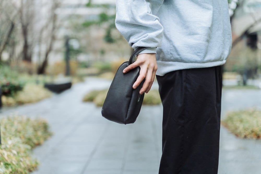 グラブ革 ハンドバッグ ブラック｜グラブ グローブ 野球 レザー バッグ [2656]