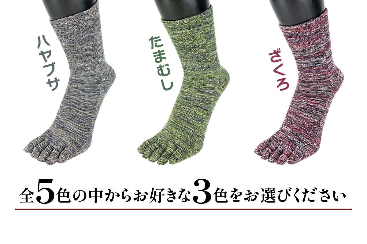 [5本指ソックス]「雅 (MIYABI)」くちゴムゆったりタイプ 3足セット (25cm～27cm／M) [2992]