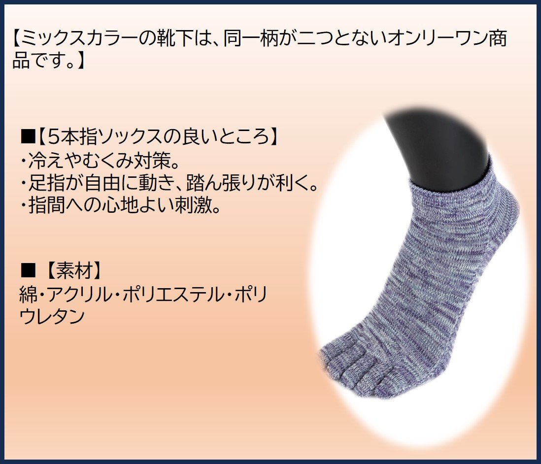 5本指ソックス・スニーカー「雅(MIYABI)」25-27cm(M) 3足セット [2853]