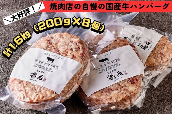 国産牛肉100%ハンバーグ [200g×8個] [2218]