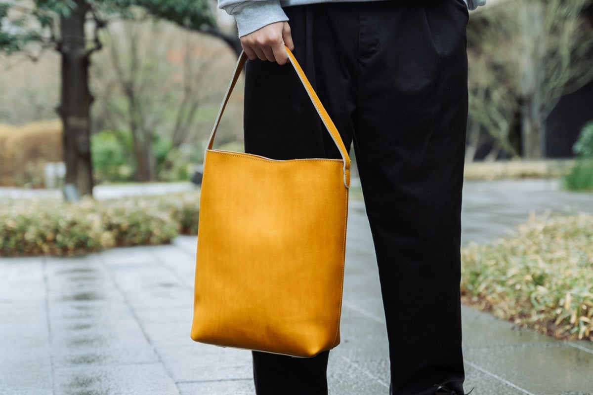 グラブ革 ワンハンドルトートバッグ タン｜グラブ グローブ 野球 レザー バッグ [2649]