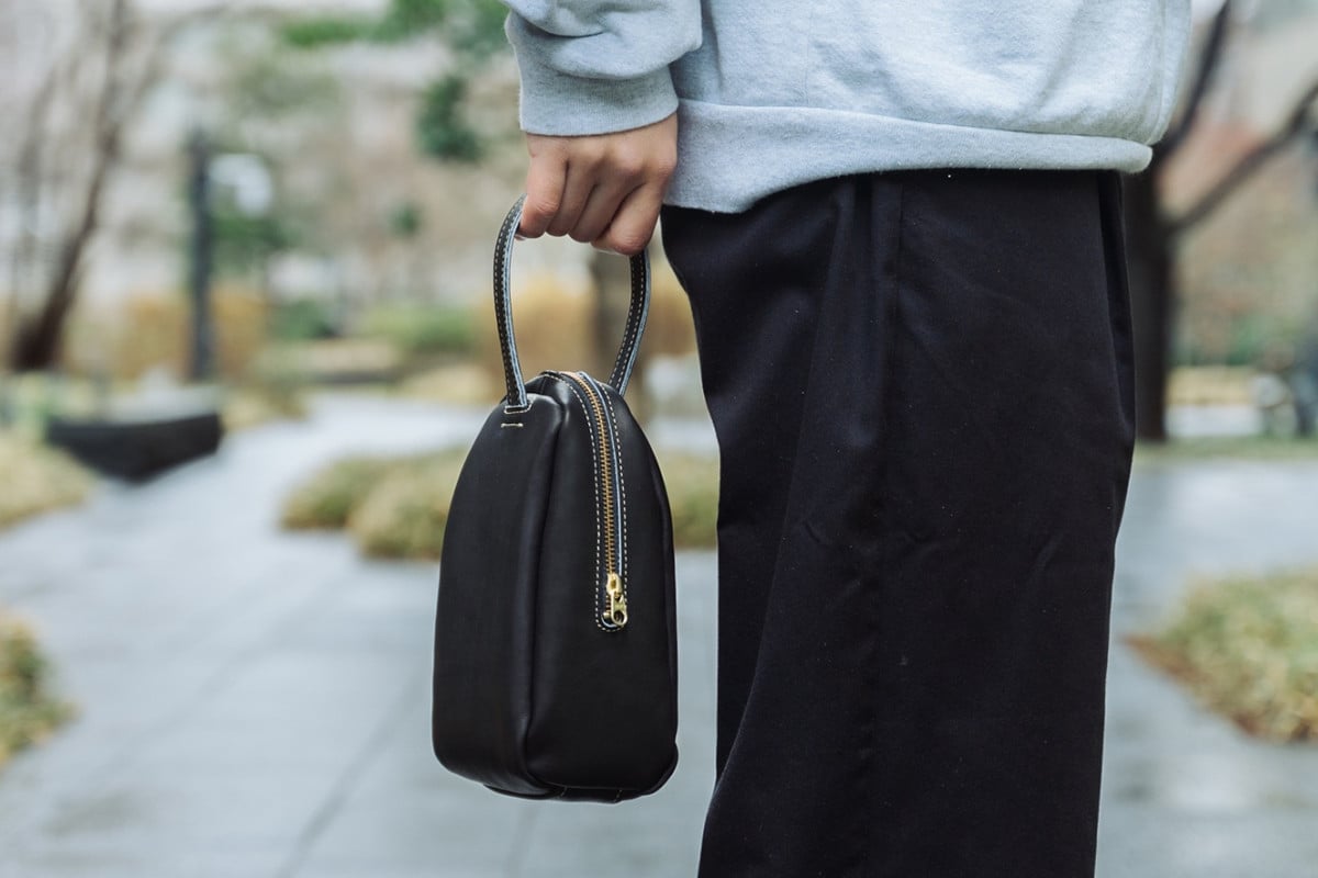 グラブ革 ハンドバッグ ブラック｜グラブ グローブ 野球 レザー バッグ [2656]