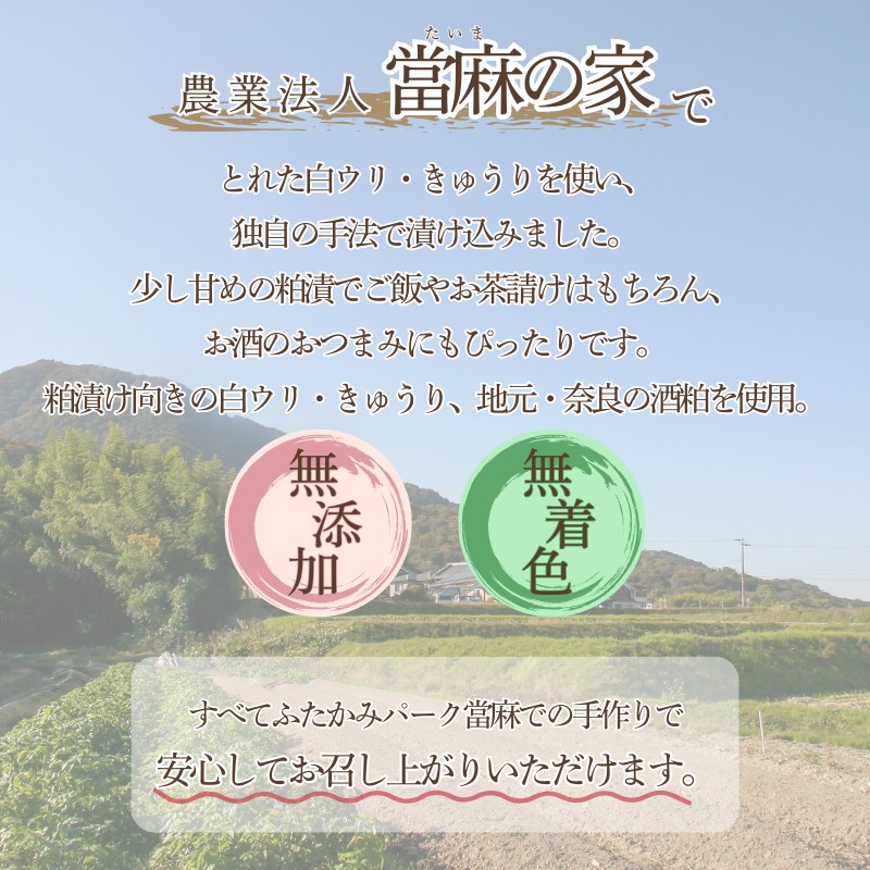 奈良漬 白うり きゅうり 各400g ／ 當麻の家 逸品 酒粕使用 粕漬け 漬物 奈良県 葛城市 道の駅【tmie001】