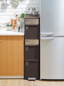 分別スイングステーションワイド３段 ＢＷＰ－１２ＢＳ ダークブラウン ／ ライクイット ダストストッカー ゴミ箱 多分別 スイングパネル フットパネル 引っ越し祝い 奈良県 葛城市【like074】