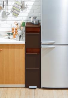 分別スイングステーションワイド木目調パネル３段 ＢＷＰ－１２ＢＳWS ダークブラウン ／ ライクイット ダストストッカー ゴミ箱 多分別 スイングパネル フットパネル 引っ越し祝い 奈良県 葛城市【like082】