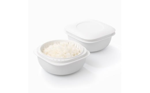蒸気であたためる冷凍ごはん容器　2個組【5色から好きなカラーを選べる】ブラック  / 奈良県 葛城市 容器 プラスチック ライクイット 冷凍ご飯 ザル型【like090-5】