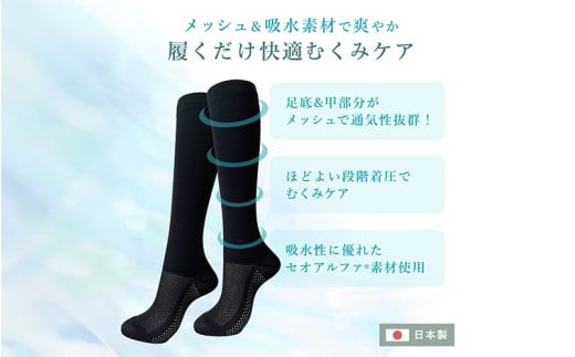 メッシュ着圧ソックス　ホワイト　2足／ 夏用着圧 冷感着圧 足底・足の甲 レディース 蒸れない靴下 吸水 メッシュ生地 白  22-25cm【nkmd005-2】