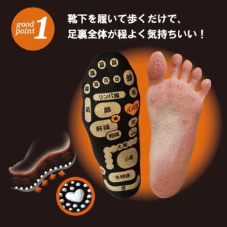 両面 足つぼ ソックス 4色組 22-25cm ／ 靴下 日用品 ツボ ツボ押し 健康 美容 マッサージ レディース 婦人 プレゼント ギフト 奈良県 葛城市【mika042】