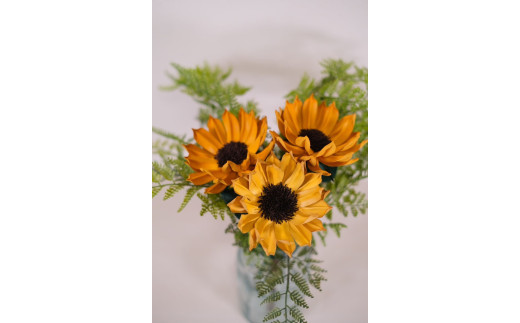 Eterna -Leather Himawari- カラー 青 ／ エリアファースト 国産 革 レザー ひまわり 造花 アートフラワー 小物 インテリア 記念日【area002-blue】