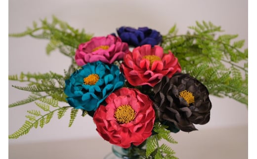 Eterna -Leather Peony- カラー 赤 ／ 国産 革 レザー ピオニー 造花 アートフラワー 小物 インテリア 記念日 プレゼント【area003-red】