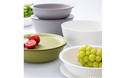 米とぎにも使える ザル ボウル 浅型 LBK-02  ピンク ／キッチン用品 調理器具 耐熱 重ねて収納 コンパクト ライクイット like-it【like022-5】