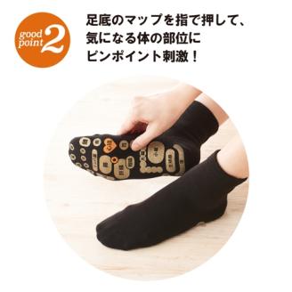 両面 足つぼ ソックス 4色組 22-25cm ／ 靴下 日用品 ツボ ツボ押し 健康 美容 マッサージ レディース 婦人 プレゼント ギフト 奈良県 葛城市【mika042】