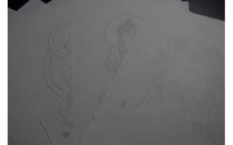 写仏用紙１０枚組＋天然竹筆ペンセット【tmnk002】