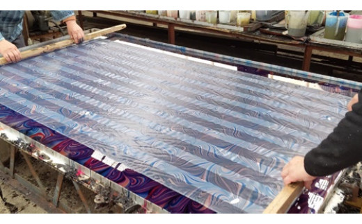 墨流し染 額装 結晶 (G03) ／ 染美堂 一点物 絹 シルク 現代風 アート インテリア 幻想的 奈良県 葛城市【snbd015】