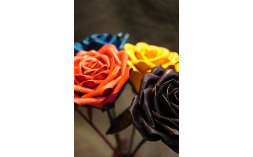 Eterna -Leather Rose- カラー 黄色 ／ 国産 革 レザー ローズ バラ 造花 アートフラワー 小物 インテリア プレゼント【area001-yellow】