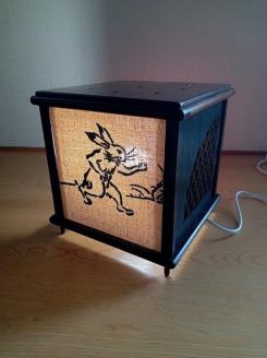 紫檀 行 灯 （鳥獣戯画 ） ／ 奈良唐木工芸 工芸品 行灯 レーザー加工 インテリア 紫檀材 桐材 職人の技 奈良県 葛城市【kara011】